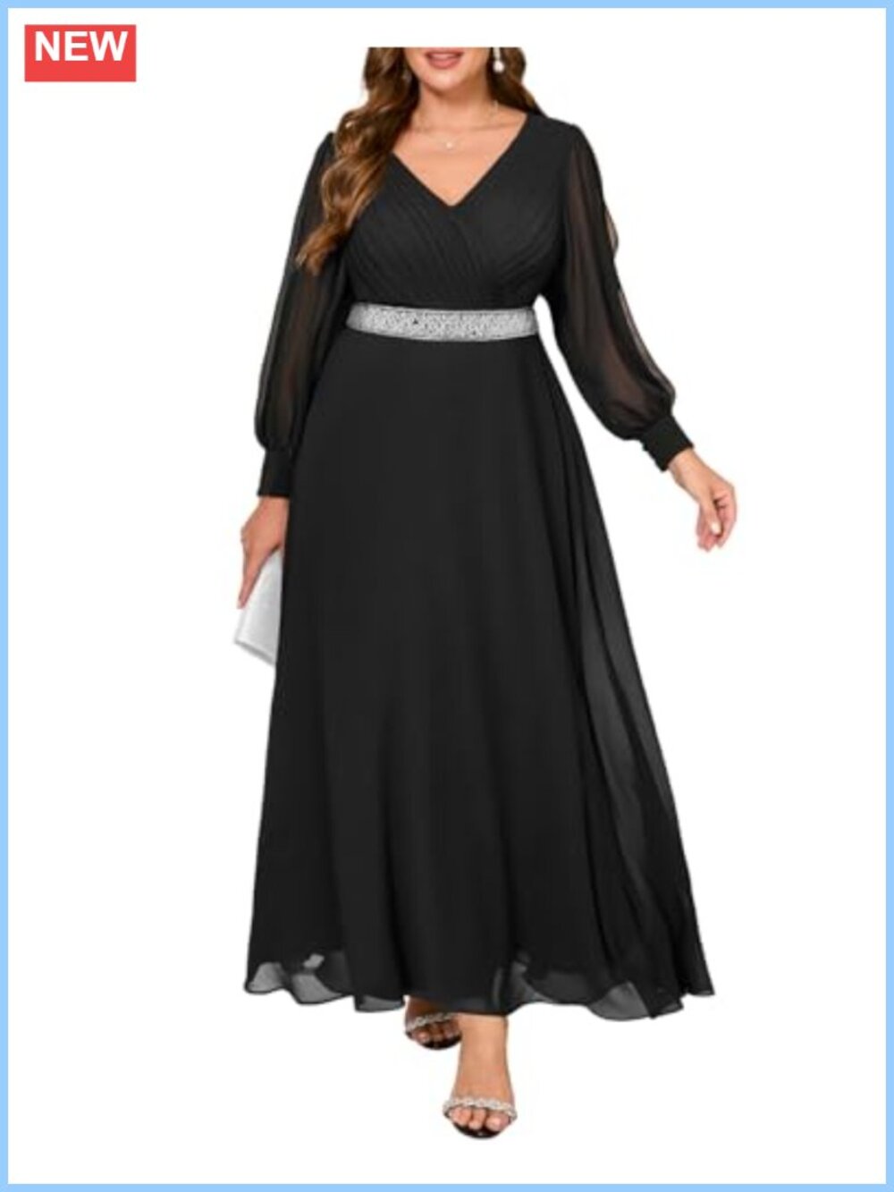 Chiffon Formal Evening Long Sleeve A-Line Bridesmaid Wedding Guest Dress